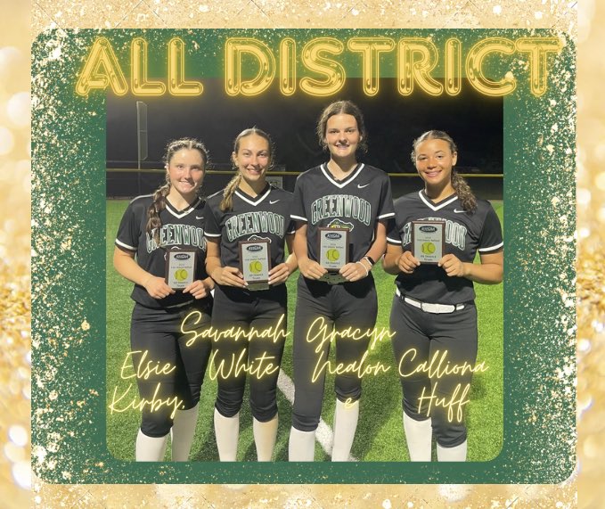 Lady Gator Softball (@gwood_softball) on Twitter photo Congratulations to Elsie Kirby, Savannah White, Gracyn Nealon & Calliona Huff for their All District selection award! 4th Region Tournament will start Monday at WKU! Go🐊🥎! <a href="/GHSGatorSports/">Greenwood Gators Athletics</a> <a href="/GwoodHS/">Greenwood High School🐊</a> <a href="/ElsieKirby2026/">Elsie Kirby</a> <a href="/SavannahW2025/">Savannah White</a> <a href="/NealonGracyn/">Gracyn Nealon</a> <a href="/CallionaHuff/">Calliona Huff</a> Congratulations to Elsie Kirby, Savannah White, Gracyn Nealon & Calliona Huff for their All District selection award! 4th Region Tournament will start Monday at WKU! Go🐊🥎! <a href="/GHSGatorSports/">Greenwood Gators Athletics</a> <a href="/GwoodHS/">Greenwood High School🐊</a> <a href="/ElsieKirby2026/">Elsie Kirby</a> <a href="/SavannahW2025/">Savannah White</a> <a href="/NealonGracyn/">Gracyn Nealon</a> <a href="/CallionaHuff/">Calliona Huff</a>