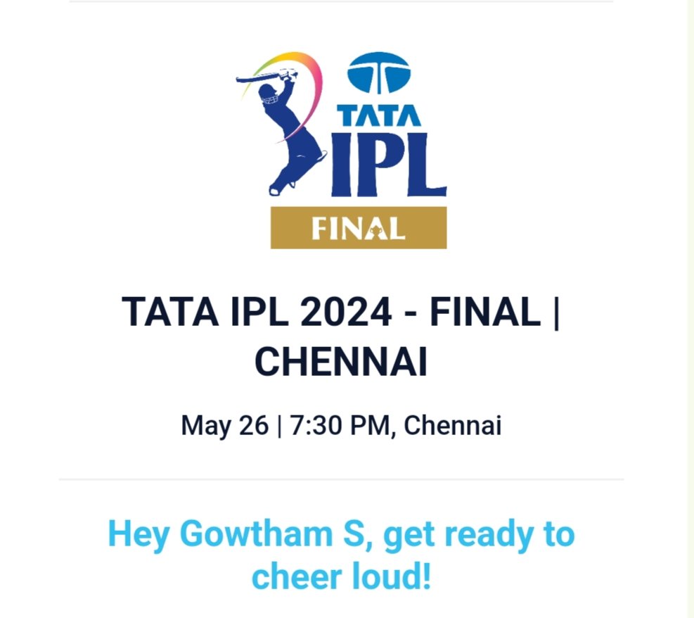 gowthamnap701's tweet photo. #iplfinal Tickets Available Anyone Interested DM.., #Chennai #IPLUpdates #chepauk #KKRHaiTaiyaar #RRvSRH #RR #final #KKR #SRH #RCB #csk #Ticketforsale https://t.co/5M0kfFVqQa