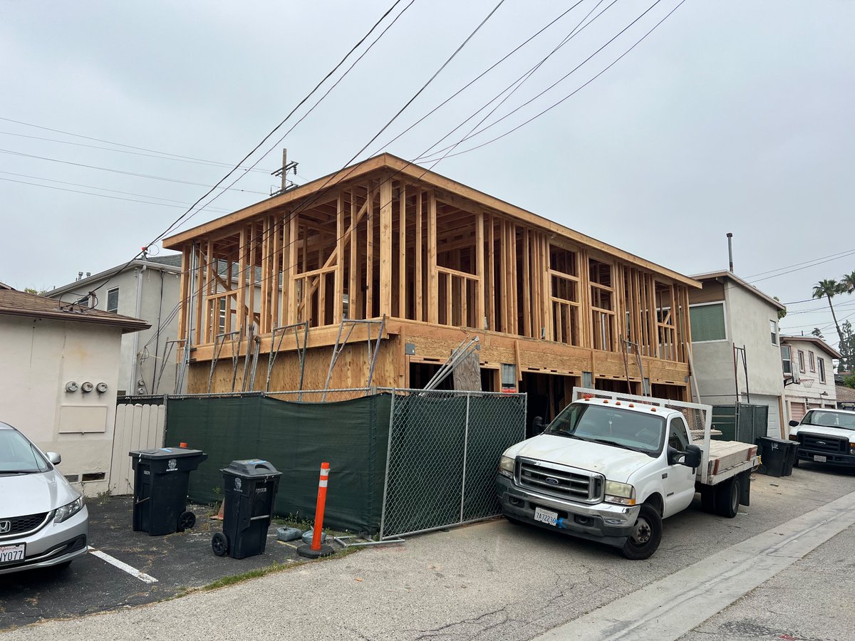 SoCalMultikid's tweet photo. Framed up on 3 different projects. 3 different cities. 

1. 2 units - each 1 bed above a newly built 4 car garage. 

2. 2 units - studios. Garage conversion. 

3. 1 unit - Ground up - 2 bed 2 bath. https://t.co/v81uTTdi9l