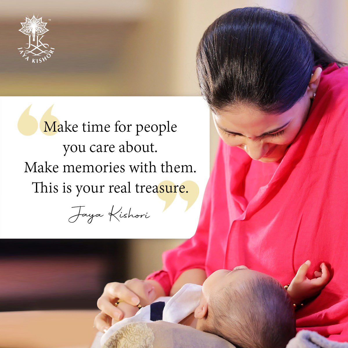 Make time for people you care about. Make memories with them. This is your real treasure. #jayakishori #jayakishorimotivation #motivationalquote #dailymotivation #spirituality