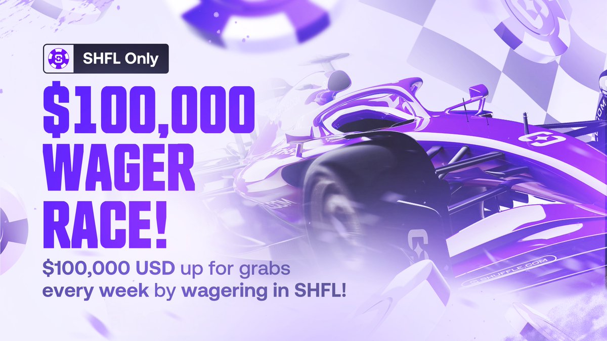 Introducing our new $100,000 SHFL Wager Race 🏁🏁 The top 20 racers will win a share of the $100,000 prize, simply wager with $SHFL to start racing! Full details below 👇