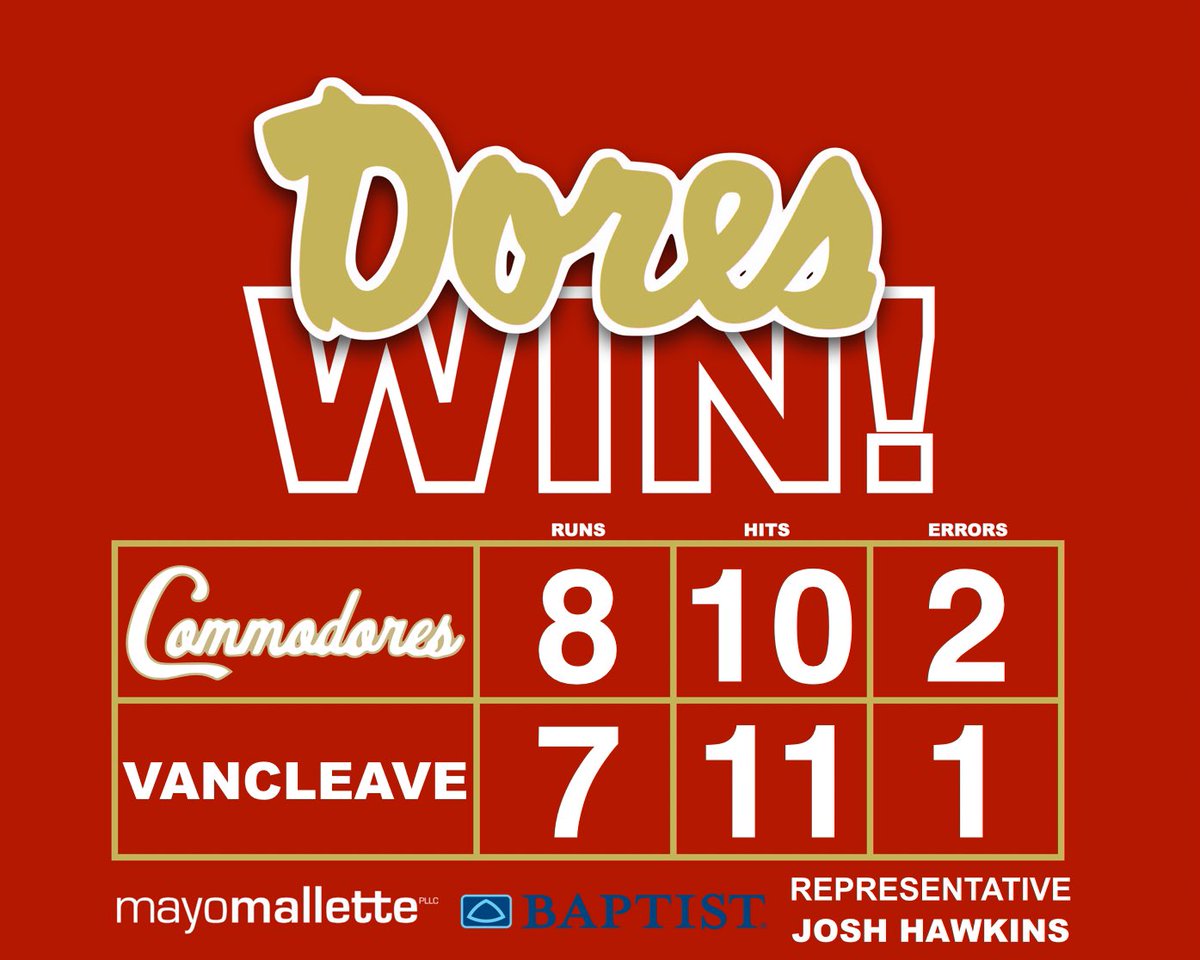 The Commodores take game 1 in a 12 inning marathon. Game 2 will be Friday night at 7:00. #JobIsNotFinished