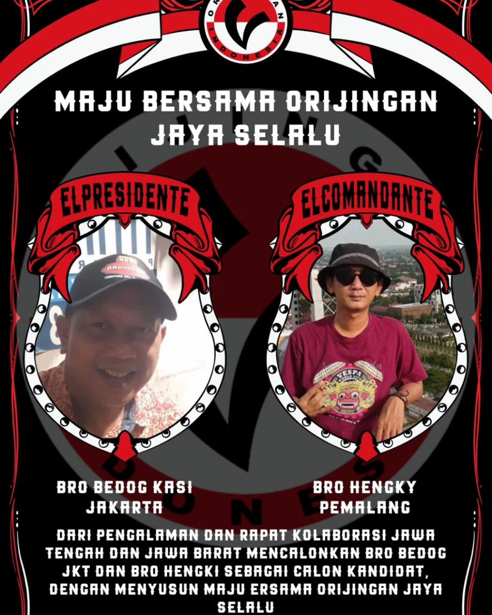 orijingan's tweet photo. Musyawarah Nasional (Munas) Orijingan Indonesia III  tahun 2024  di Bogor Jabar  , Pd tanggal 25-26 Mei 2024  , Usut punya usut ternyata sudah ada 3 kandidat calon ketua dan wakil ketua koalisi yang dicalonkan dari korwil mereka  saling klaim terpilih pada Munas Orijingan III https://t.co/7NMIz6B46d