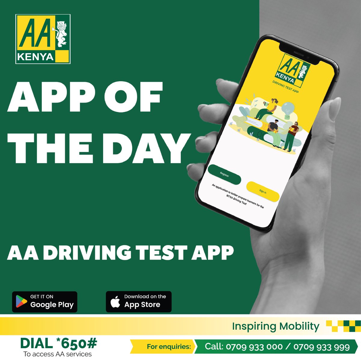 Application of the Day! AA Driving Test App Download the AA driving test app and enjoy all driving school content in the comfort of your home, school, office, etc. Download link; bit.ly/3hRW0k9 #AAKenyacares #InspiringMobility