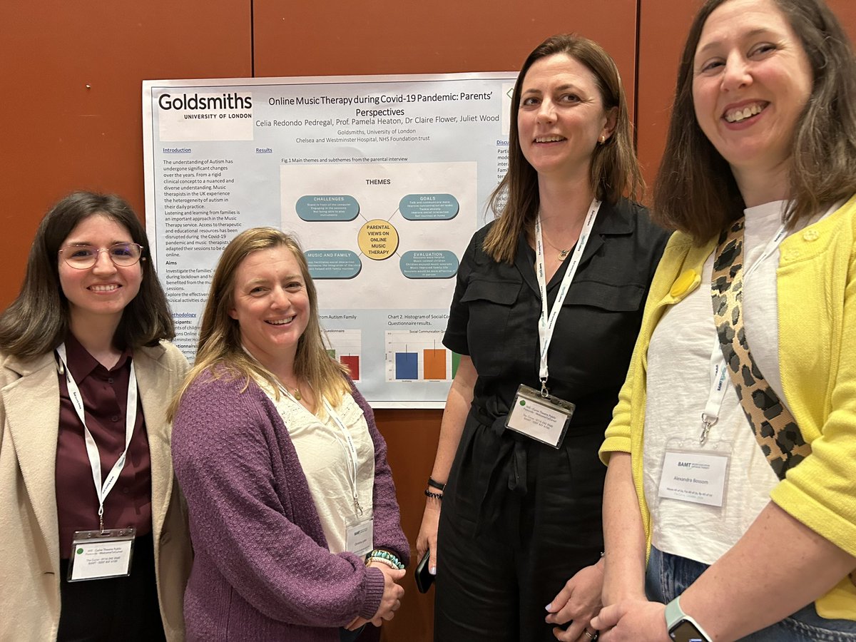 Last weekend we presented a poster sharing our research together with our colleagues in the Psychology team <a href="/GoldsmithsUoL/">Goldsmiths, University of London</a> sharing the experiences of families as they accessed MT  in the pandemic .

<a href="/ChelwestFT/">Chelsea and Westminster Hospital</a> <a href="/ChelWestTherapy/">Chelwest Therapies 💙</a> <a href="/JeremyNugent10/">Jeremy Nugent</a> <a href="/FranksCrosby/">Francesca Crosby</a> <a href="/musictherapyuk/">Music Therapy: BAMT</a>
