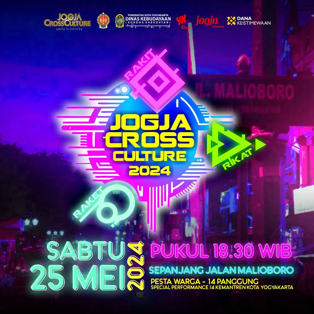 JOGJA CROSS CULTURE 2024
RIKAT RAKIT RAKET

📅Sabtu, 25 Mei 2024
⏰18.30 WIB
📍Malioboro, Yogyakarta

Datang lebih awal biar kebagian tempat 
Salam budaya ,lestari budayaku 

@dinaskebudayaankotajogja @jogjacrossculture

#kotajogja #kotajogjacom #jcc2024 #maliboro #yogyakarta