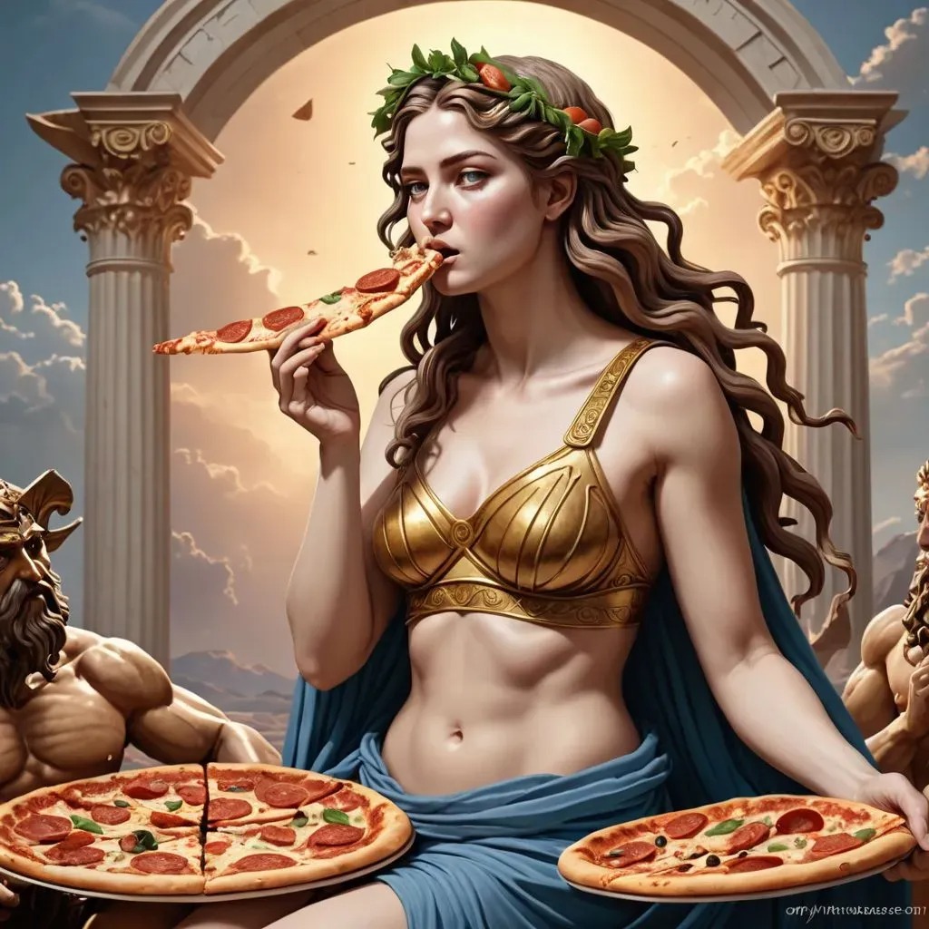LesErzaEm's tweet photo. @2r2io @joynxyz Gods indulged in the mortal delight of PIZZA!
#pizza
#artcontest #opencall #joyn #2r2 #nftart #digitalart https://t.co/KU8xWbiEMD