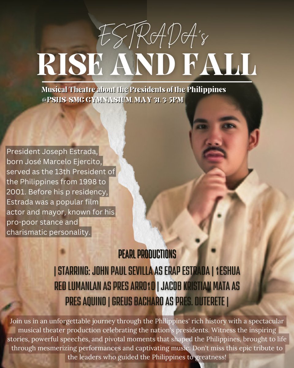 sg_pshsdrc's tweet photo. Come and witness the lives and legacies of our very own Joseph Estrada, Gloria Macapagal-Arroyo, Benigno Aquino III, and Rodrigo Duterte! https://t.co/p28Ax9BJjr