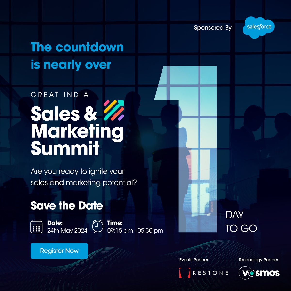 Just 1 day left! Get ready to witness industry titans, thought leaders, and game-changers revolutionize sales and marketing. Register now: bit.ly/4a9BhjN 📅 24th May 2024 ⏰ 09:15 am - 05:30 pm #1DayToGo #Salesforce #GISMS2024 #B2BEvent #MarketingSummit #SalesSummit