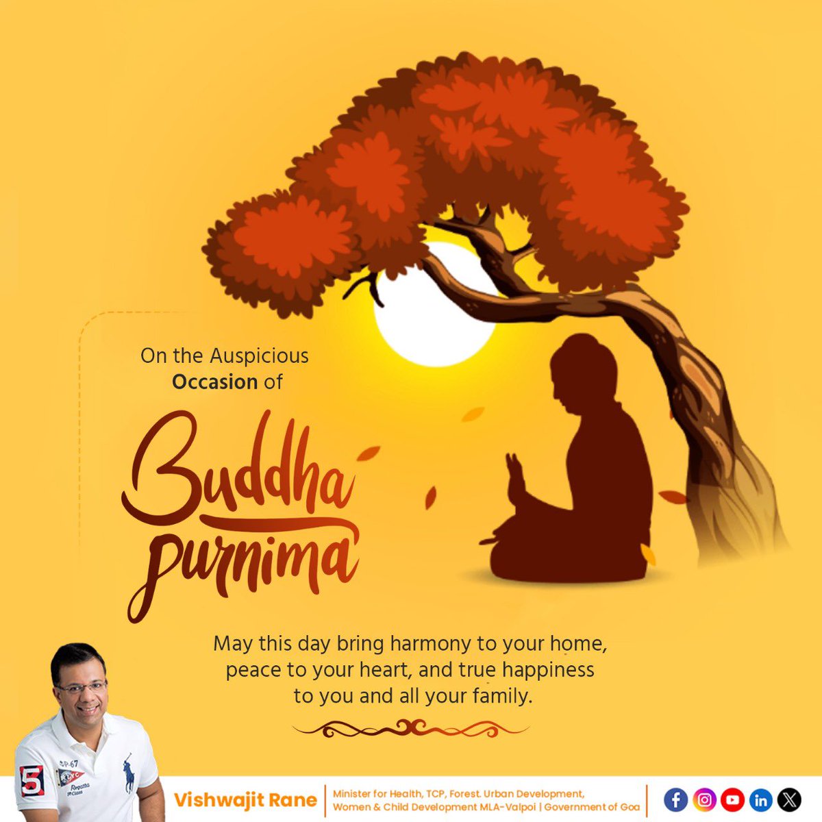 On this Buddha Purnima, let us embrace the teachings of compassion, wisdom, and inner peace. May the light of Buddha's enlightenment guide us toward a path of harmony and understanding. #BuddhaPurnima