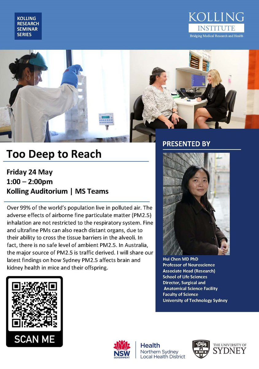 Join a fascinating presentation tomorrow, May 24 on the wide-ranging effects of airborne fine particle matter, from its impact on your lungs to other organs in the body. Register NOW: Too Deep to Reach Tickets, Fri, May 24, 2024 at 1:00 PM | Eventbrite @syd_health @NthSydHealth