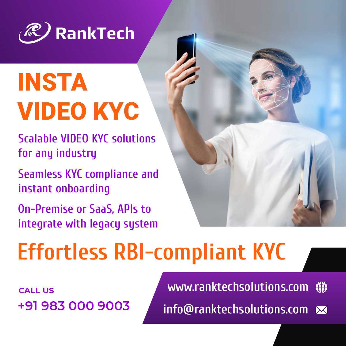 ranktechsol's tweet photo. Say goodbye to long waits and complex verification processes. With Insta V KYC, you can experience seamless and lightning-fast identity verification in just a few clicks. 

#InstantVKYC #Innovation #SecureVerification #TechRevolution #CustomerExperience #Efficiency https://t.co/Ht2eMGMKPs