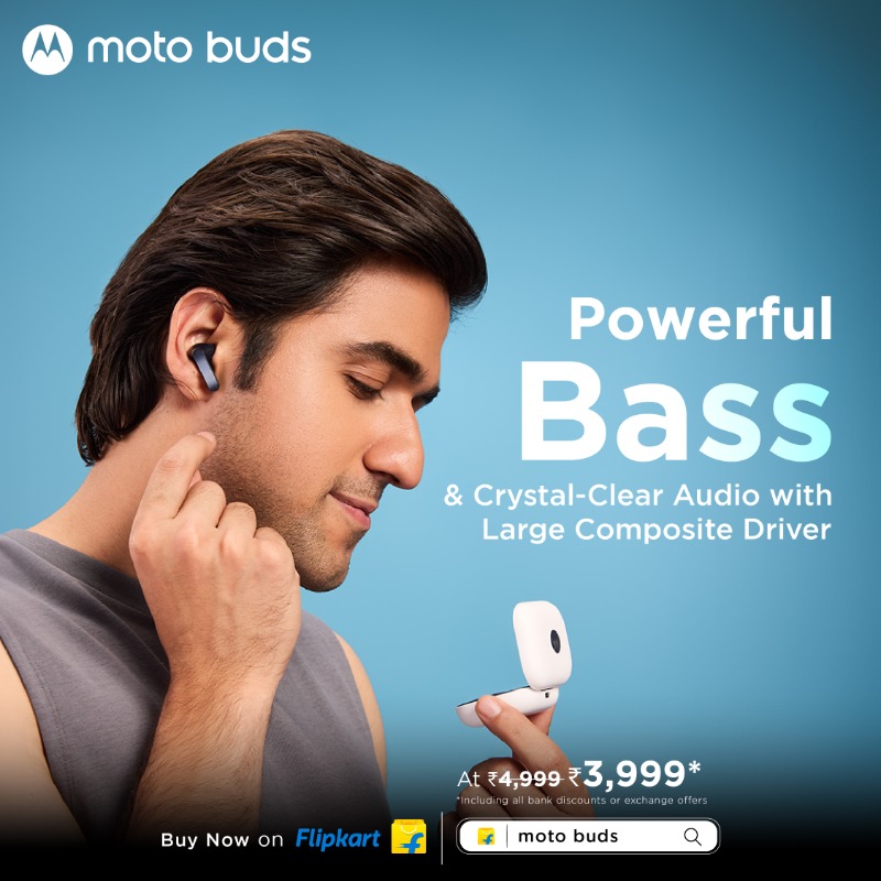 motorolaindia's tweet photo. Experience balanced sound like never before with #MotoBuds. Featuring Large Composite Driver, immerse yourself in crisp highs and deep lows for a rich audio experience in music, movies, and games.
Buy Now @flipkart & https://t.co/azcEfy1Wlo.
#SoundOfYouth