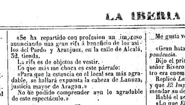 En La Iberia del 16 de enero de 1870 encuentro algo totalmente incomprensible.