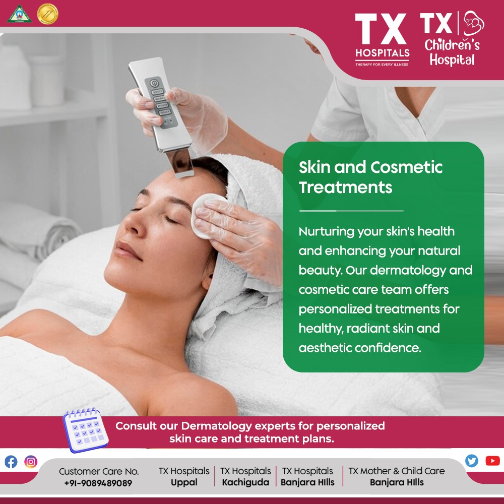 Boost your skin's health and beauty with our expert dermatology team. 🌟 Get personalized treatments for radiant skin. Consult us today! Book Now: txhospitals.in/specialities/d… Call Now: +91- 9089489089 #Dermatology #SkinCare