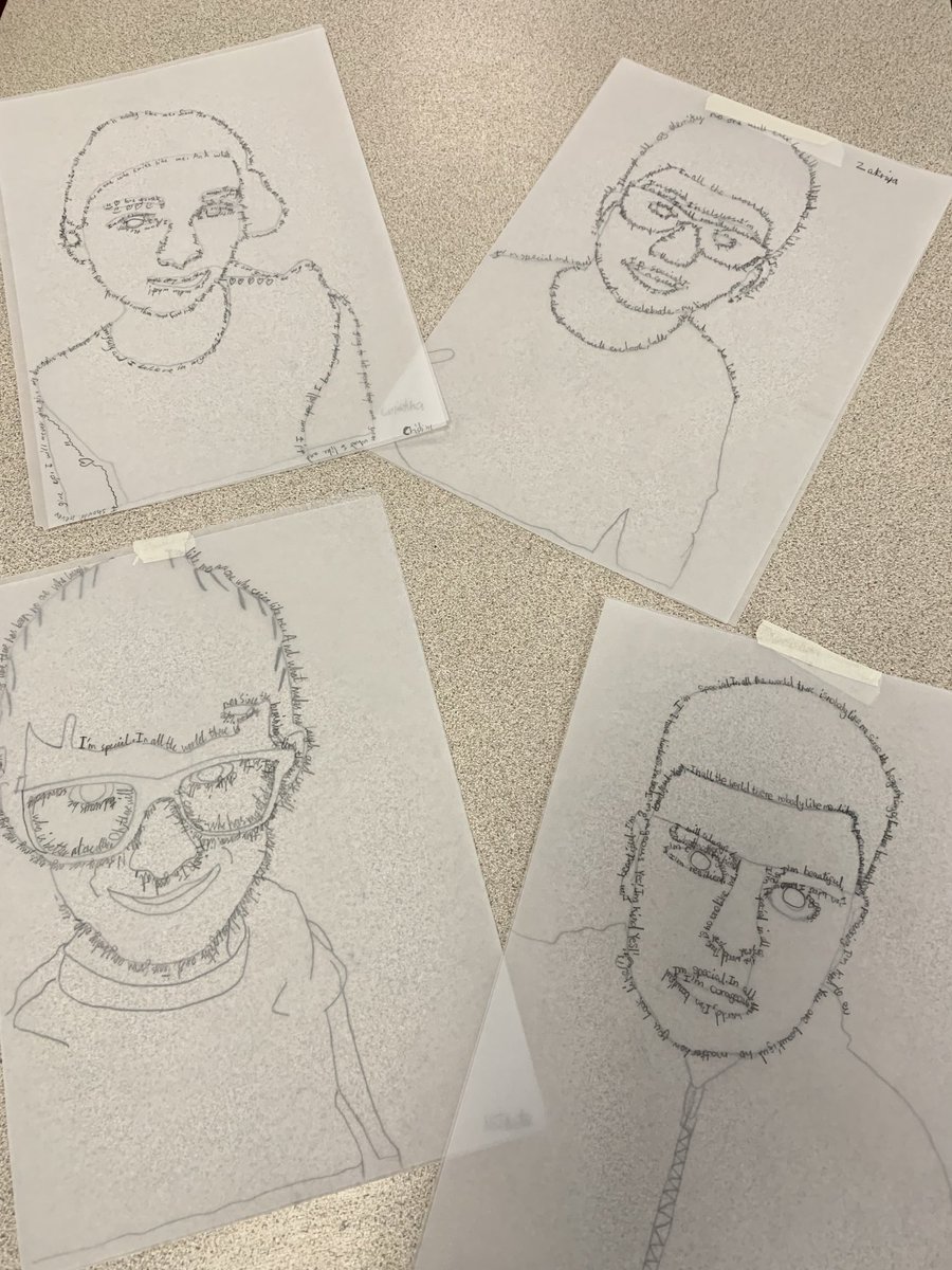 ClaireSimons18's tweet photo. Fabulous ‘Poem Portraits’ by Year 5. Can’t wait to see them add a creative background. ⁦@stanneskly⁩ ⁦@bcw_cat⁩ #schoolofcreativity #bestdaysoftheirlives https://t.co/l2B055JUV7