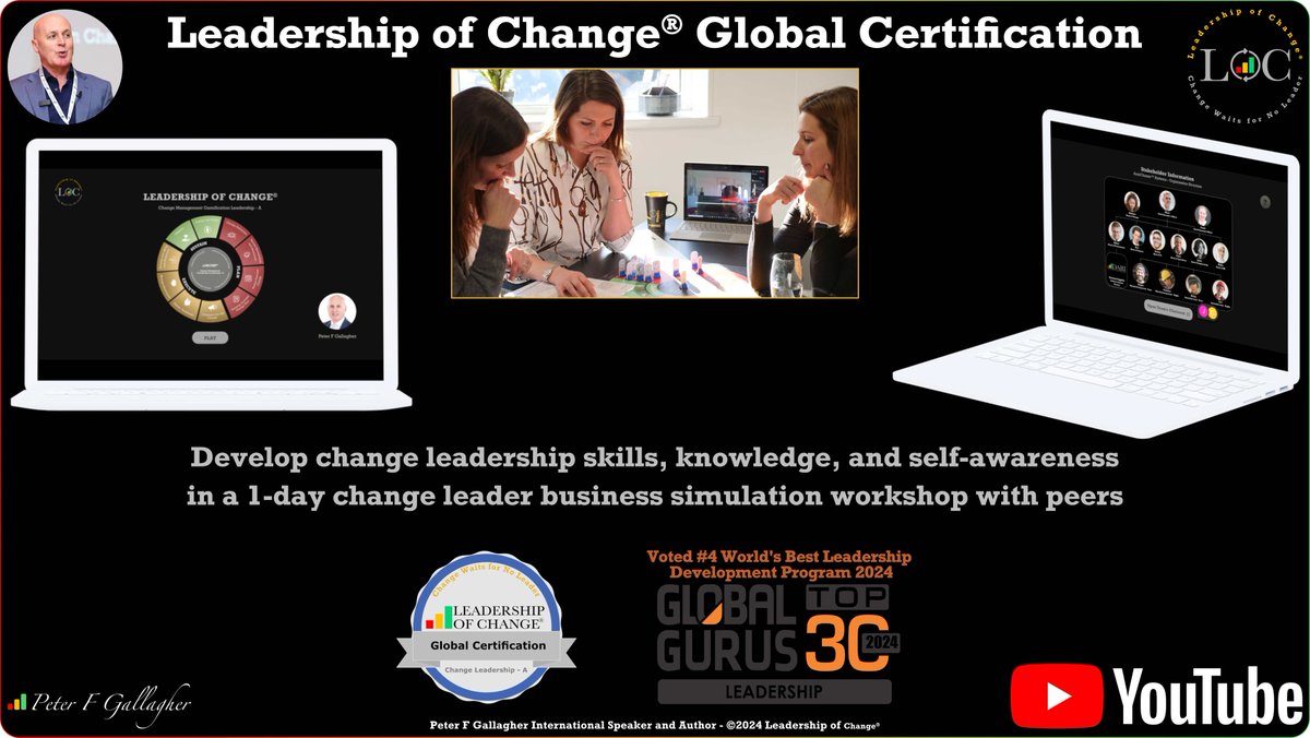 #LeadershipOfChange Demo Video Leadership of Change® Global Certification Change Leadership A Develop leadership of change knowledge, skills and self-awareness through experiential learning in a 1-day workshop #ChangeManagement bit.ly/45UPjVF