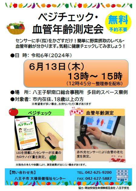 ベジチェック・血管年齢測定会を開催】 測定器のセンサーに手をかざす