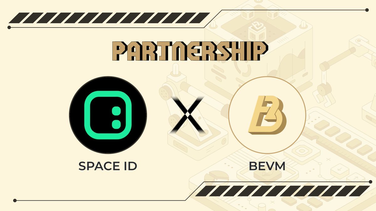 BitAgere's tweet photo. Partnership Announcement with @spaceid!

We're thrilled to collaborate with this universal domain name platform to launch .bevm decentralized identities. 

SPACE ID will provide the infrastructure for our .bevm domain name service, enabling human-readable wallet addresses and on-chain identities for the BEVM ecosystem.