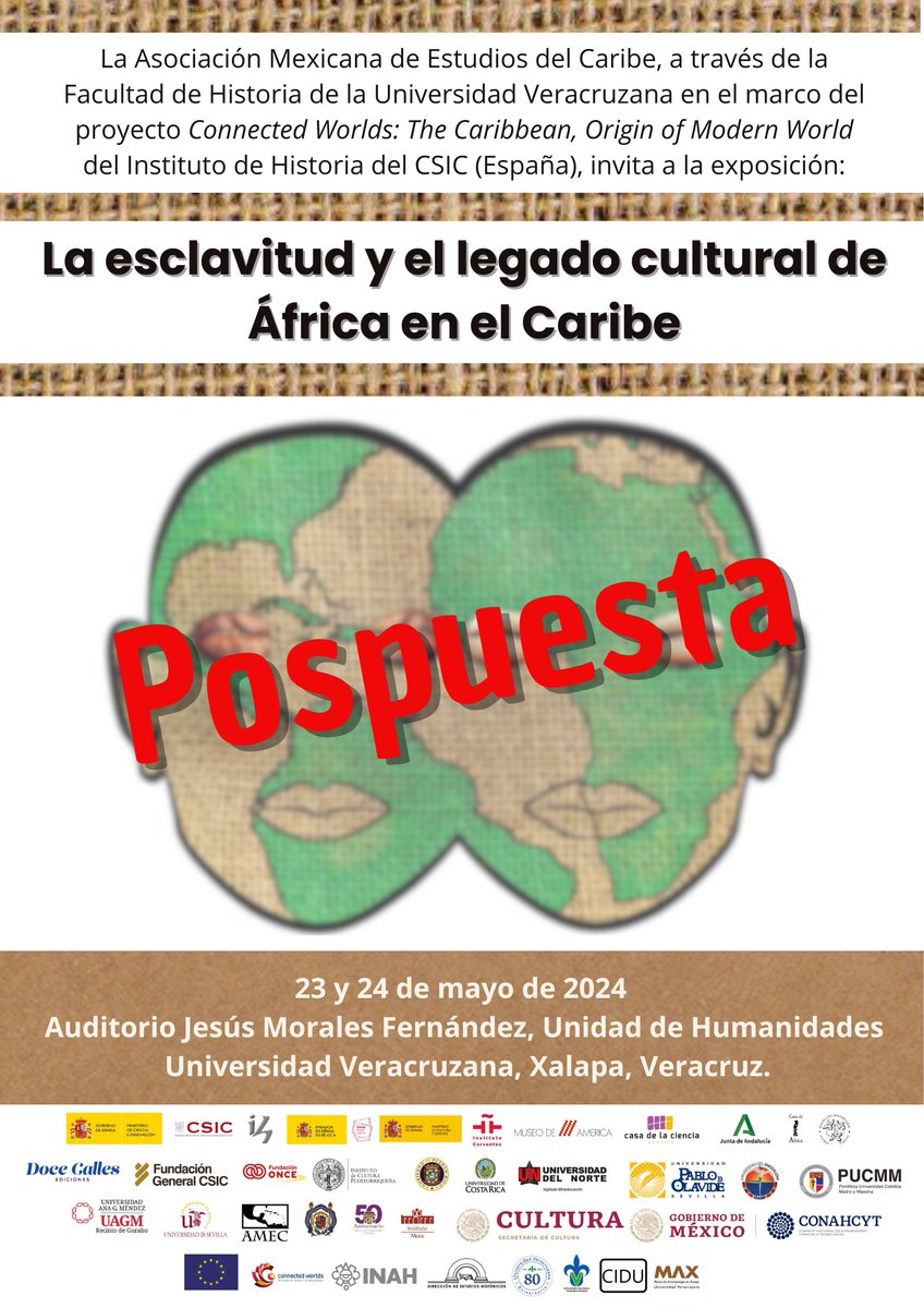 Por causas de fuerza mayor pospondremos la exhibición de la exposición "La esclavitud y el legado cultural de África en el Caribe". Agradecemos a las personas que nos hicieron favor de compartir.
Pronto les comunicaremos las nuevas fechas.