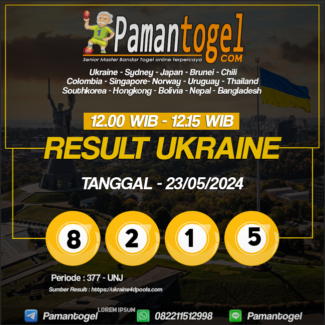 Result Pasaran UKRAINE 23/05/2024
Prize 1 :  8215
Shio :   Harimau (03)
Selamat para pemenang
Play, Bet And Win With Us
#slotgacorhariini #daftarslot #akunslot #situsslot #bandartogel #situstogel #totomacau #pamantogel #paitopaman