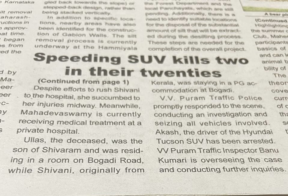 Sharath_XYZ's tweet photo. Mumbai juvenile accident getting all over attention while similar case that happened in #Mysore on Apr 14th where 2 innocent lives were claimed went unnoticed. Request for help and justice.
@palkisu @realsiff @BeerBicepsGuy @mepratap @DgpKarnataka @tv9kannada @ndtv @ndtvindia https://t.co/k8zYxcNxET