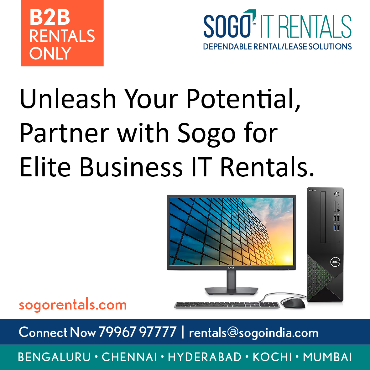Unleash your business potential with elite IT rentals from SOGO. Partner with us for the best in technology and performance, tailored to meet your business needs. 🚀💼 #SogoITRentals #BusinessSolutions #TechRentals