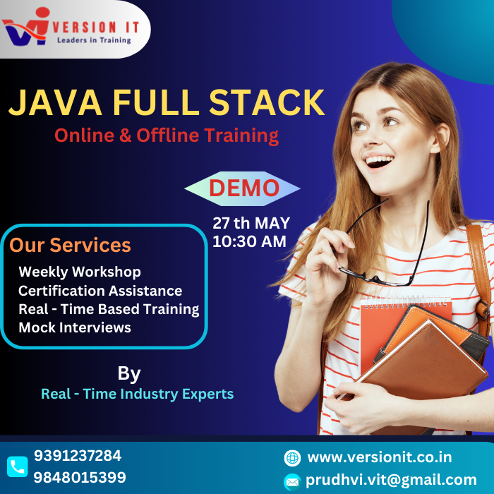 VersionitCloud's tweet photo. Java Full Stack Training with Placement Assistants
✅New Batch Online/Offline Demo
🗒Date: 27th MAY 2024
⏰Timing: 10:30 AM
⌛️Duration:5 MONTHS

#javafullstackstraininginhyderabad #javafullstackcourseinhyderabad #versionit #ameerpet #javafullstacktraining  
@9391237284/9848015399 https://t.co/1SWGnhuyZH