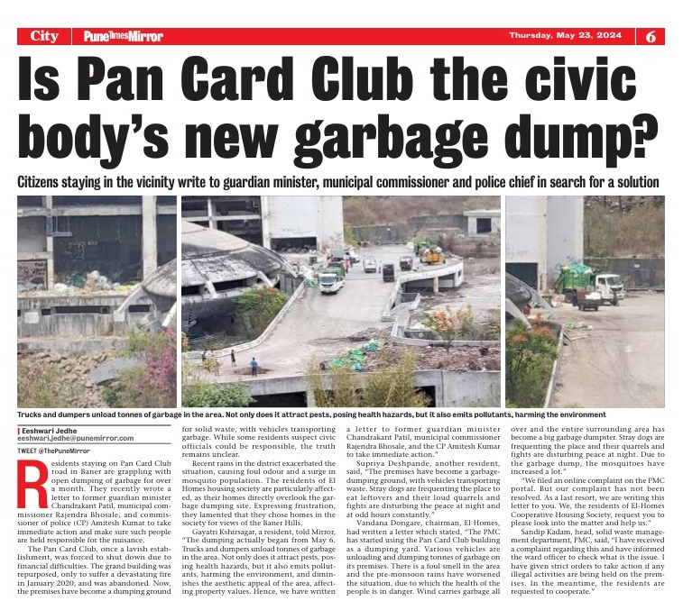 GayatriKsagar's tweet photo. In today's @ThePuneMirror
#Pune #wastemanagement #pancardclub #baner #biodoveristy #banerhill #civicissues #garbage #swacchbharatmisson https://t.co/oTmB4hhOgJ