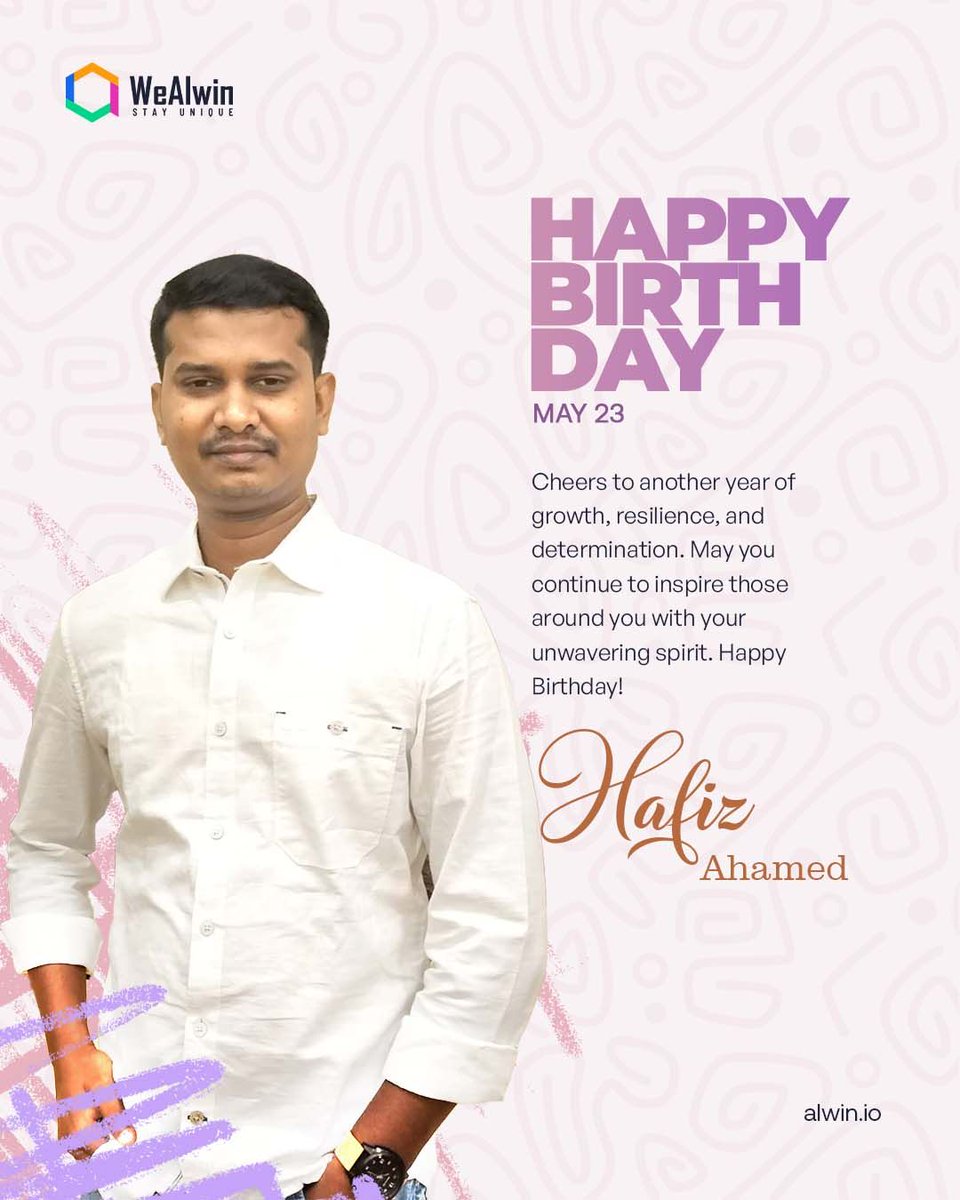 Warmest Birthday Greetings to Mr. Hafiz Ahamed!

🎁 Let's add a touch of magic to their day with our heartfelt #wishes... 🎈 

Stay connected with @alwintechnology  for Latest Updates...

🤙#wealwin #birthday #birthdaywishes #birthdaycelebration