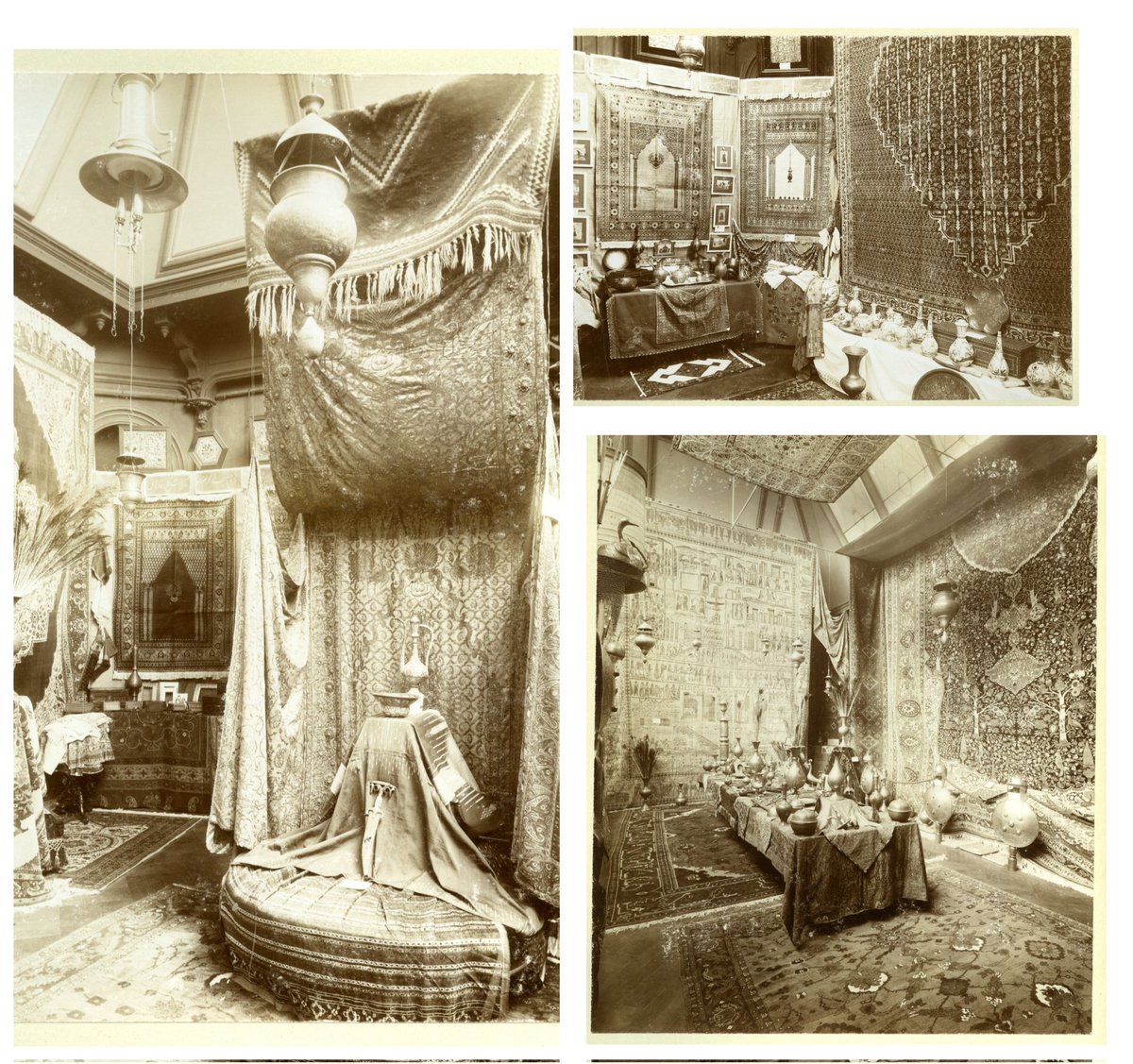 Mei 1903, tentoonstelling  van Perzische kunstnijverheid in de Grand Bazar Royal aan de Zeestraat 82 in Den Haag.
Foto's C.J. de Gilde, collectie @haagsarchief