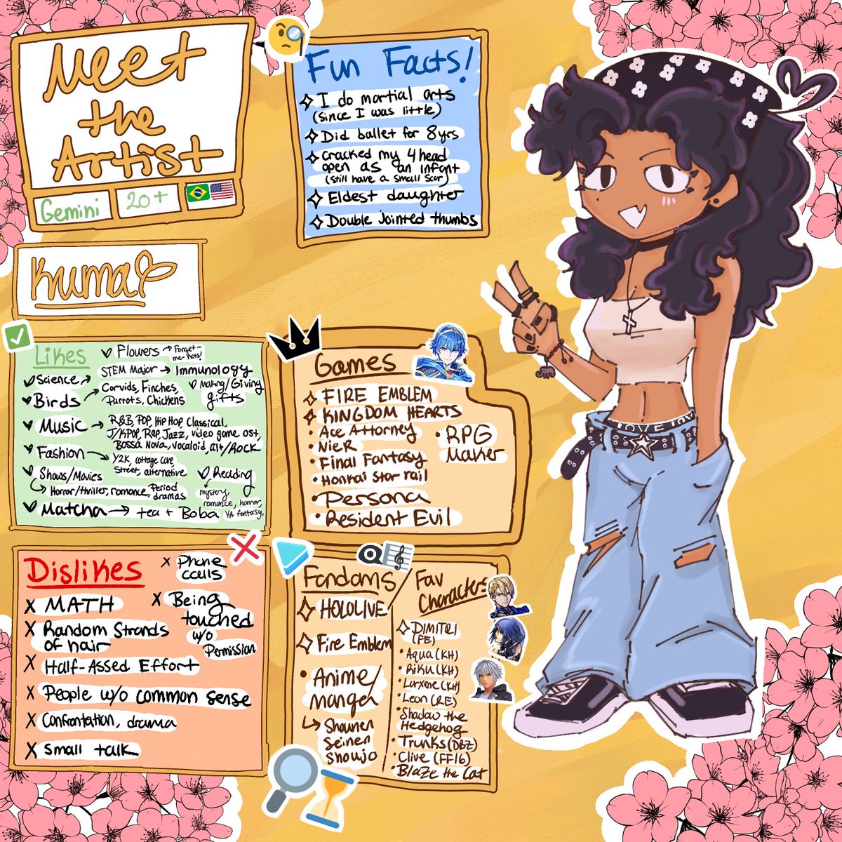 kumakibbs's tweet image. Here’s a little "about me" since I reached 200 followers a bit ago, hope we can all have a great time (≧∇≦)b #meettheartist