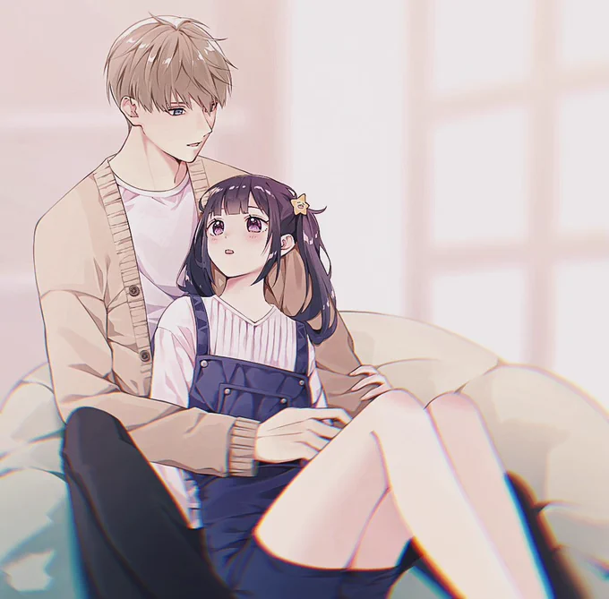 「今日モモコに結んでもらったんだけど...どうかな?」「ああ。可愛い(いつも)」 