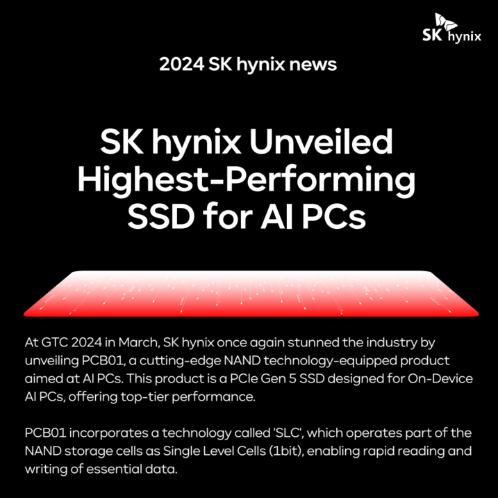 SKhynix's tweet photo. With #AI market growth, demand for high-capacity, high-performance storage memory is soaring!
@SKhynix leads with top-performing 4D #NAND and advanced solutions like #ZUFS 4.0 for mobile & PC AI, plus #PCB01.🌐
👀 Discover our tech innovations in AI!
#SKhynix #4DNAND https://t.co/9r5sD6ZoM2