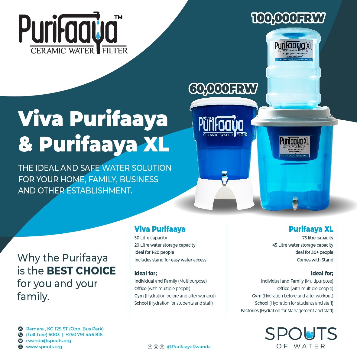 Our multipurpose Viva and Purifaaya XL provide you with a safe, clean solution for your drinking water needs. Order yours today at purifaaya.com, or call 079-144-6816 or our toll-free number 6003.

#choose #purifaaya #ceramic #filters #cleandrinkingwater