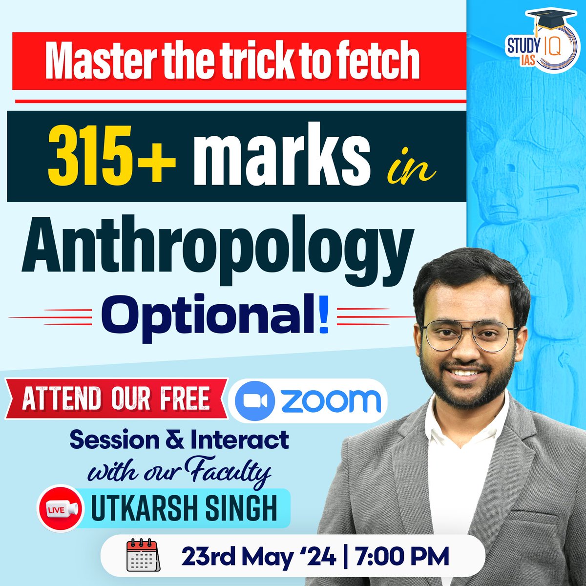 ‘Master the trick to fetch 315+ marks in Anthropology Optional’ Time: May 23, 2024 07:00 PM India Join Zoom Meeting zoom.us/j/98664887804?… If you are interested, register here: forms.gle/HzzAbqRf5kRsM1…