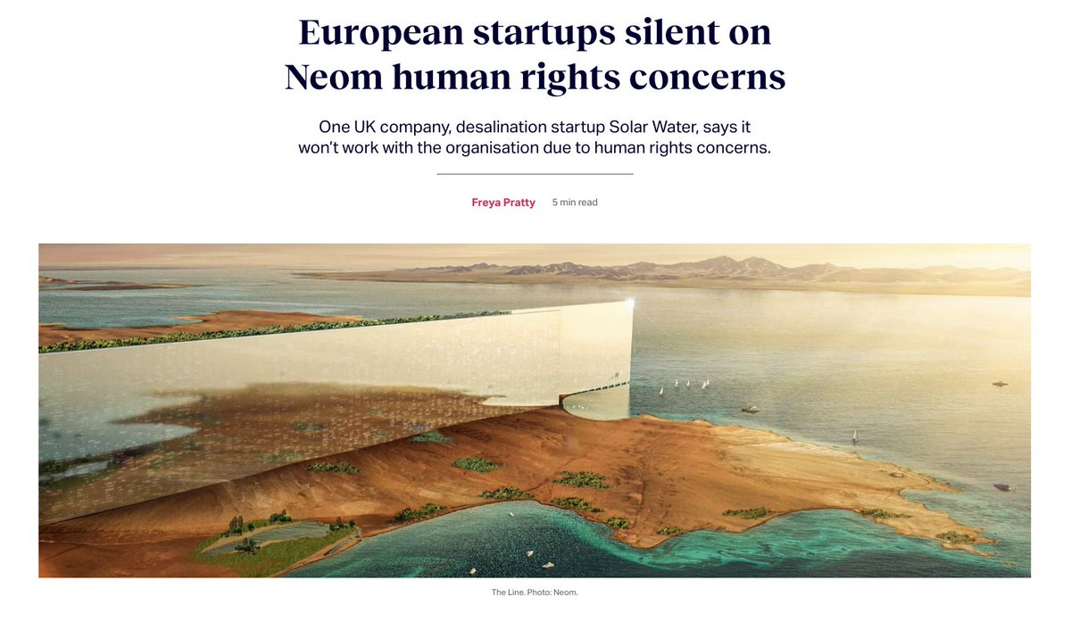 For startups, a contract with a Saudi megaproject like Neom's The Line can be game changing. But — behind the dollar signs — human rights concerns over the project mean tough questions for the companies that choose to work with it. More: sifted.eu/articles/europ…