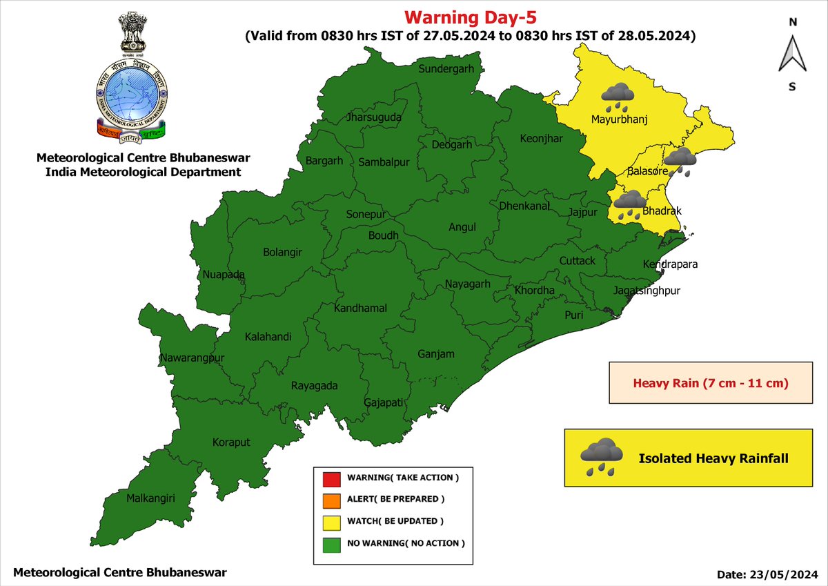 #TS, #Lightning Warning for Day-1 to Day-5:-