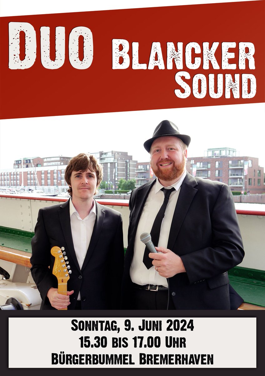 mircowenzlaff's tweet photo. Duo Blancker Sound  - Sonntag, 9. Juni 2024 -  Bürgerbummel Bremerhaven #BlanckerSound #Duo #Bremerhaven #Bürgerbummel #Konzert #Livemusic #Soul https://t.co/jipV0btMq1