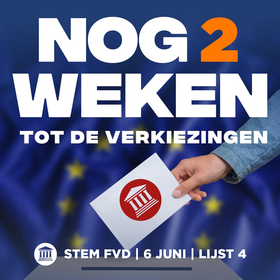 Over 2 weken, op 6 juni, zijn de Europese Parlementsverkiezingen. Bent u klaar met de bureaucratische regels van Brussel? Het verdampen van onze welvaart, en de constante soevereiniteitsoverdracht? Stem dan op @ralfdkkr, lijst 4, #FVD!