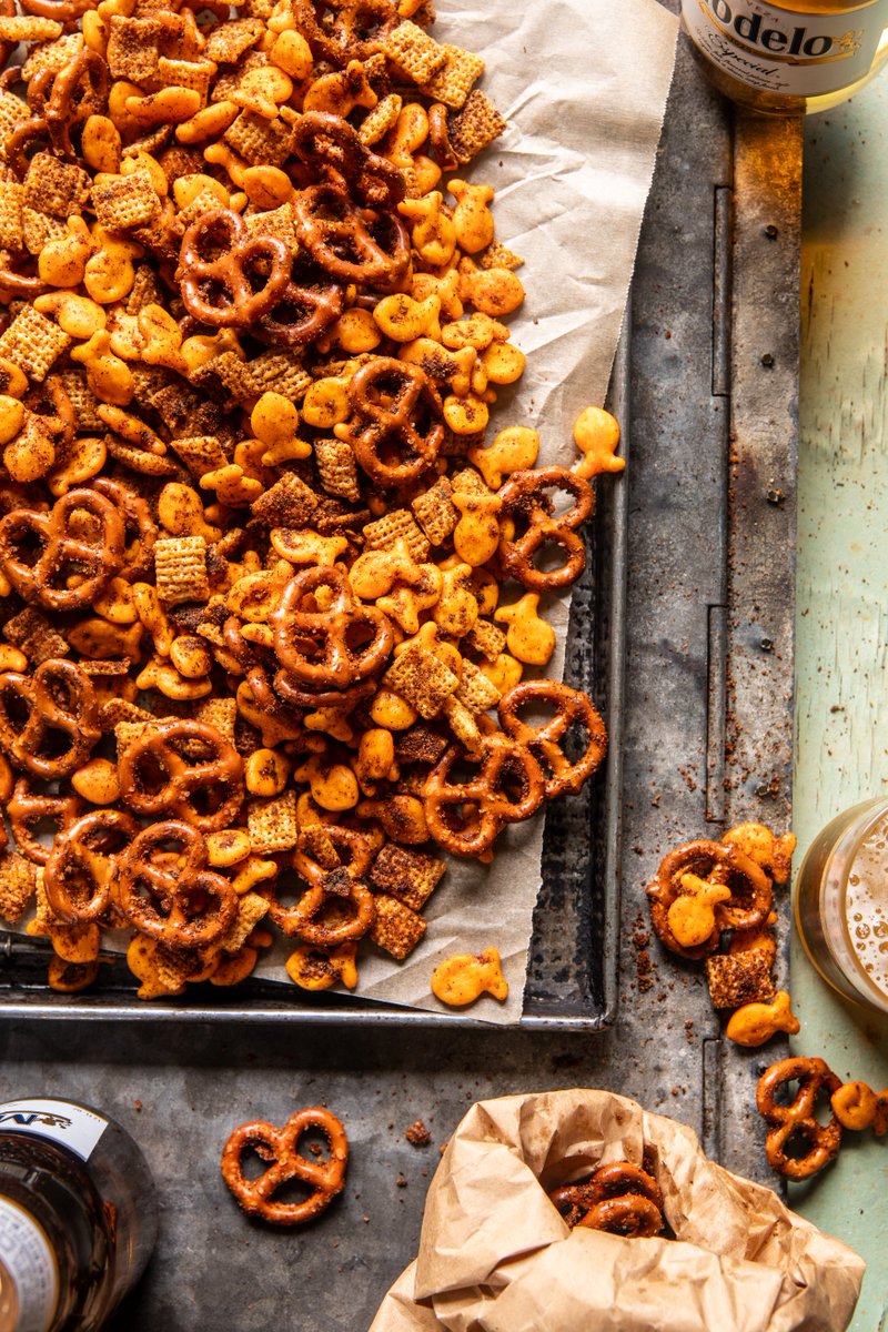 New! Summer BBQ Snack Mix. This is just like a Chex Mix but with the flavor of BBQ chips, This mix is oh-so good! Making a double batch is highly recommended! halfbakedharvest.com/bbq-snack-mix/