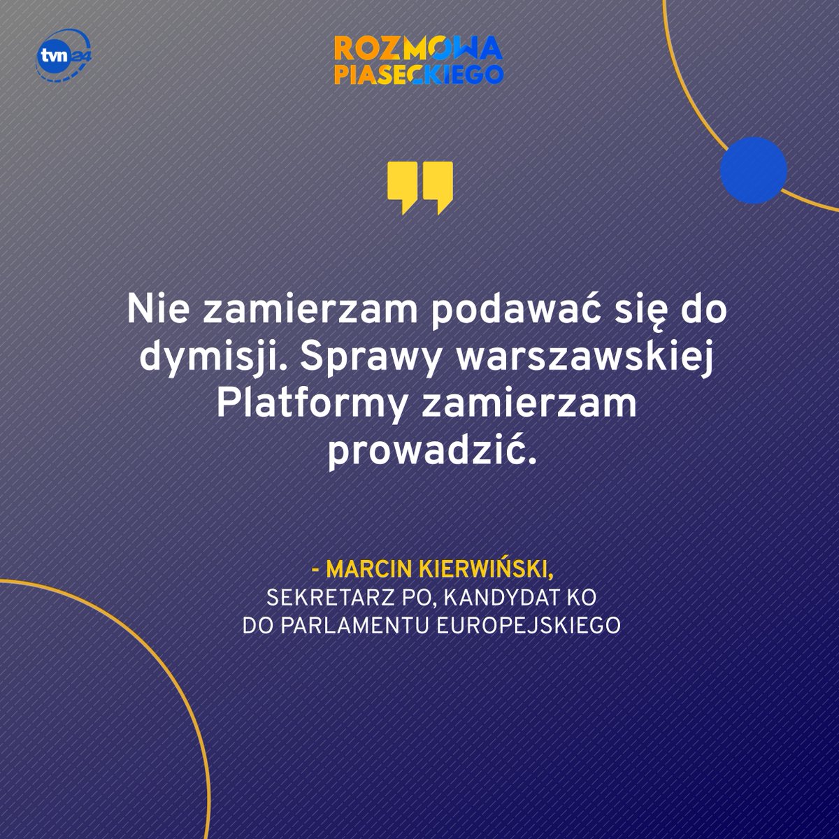 Czy @MKierwinski pozostanie na czele warszawskiej PO oraz będzie dalej sekretarzem generalnym partii? @KonradPiasecki zapytał polityka o to w #RozmowaPiaseckiego. Oglądaj w @tvn24 i TVN24 GO: 🔗tvn24.pl/go/live,1/tvn2…