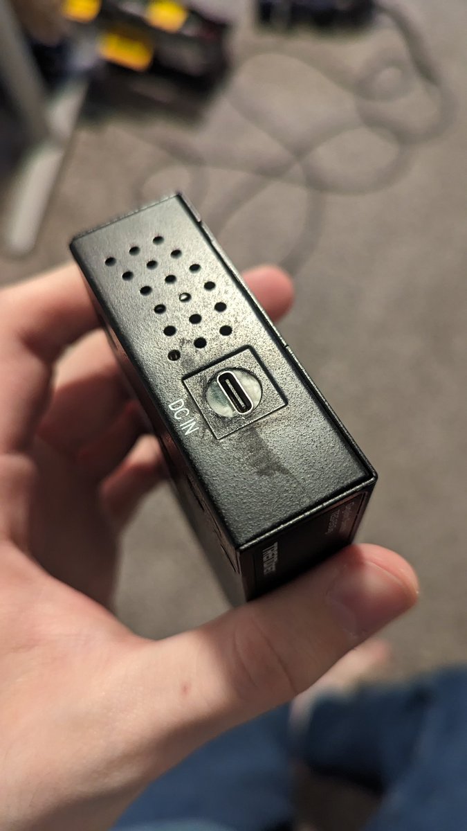 JadeAlchemy's tweet photo. Gigabit switch me and a friend found at a thrift store that I've modded to use type c power. https://t.co/eQmVSFD9tO
