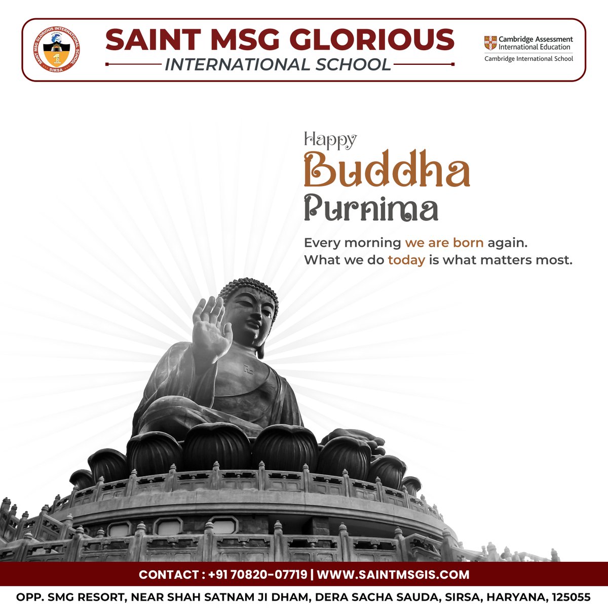 Saint MSG Glorious International School (@saintmsgschool) on Twitter photo โจ "Peace comes from within. Do not seek it without." - Buddha โจ
On this auspicious Buddha Purnima, may we all find peace within ourselves and spread it to the world around us. ๐๏ธ๐
#buddha
#SaintMSGSchool
#preaching
#cambridge
#knowledgeiskey
#BuddhaPurnima
#Celebration โจ "Peace comes from within. Do not seek it without." - Buddha โจ
On this auspicious Buddha Purnima, may we all find peace within ourselves and spread it to the world around us. ๐๏ธ๐
#buddha
#SaintMSGSchool
#preaching
#cambridge
#knowledgeiskey
#BuddhaPurnima
#Celebration