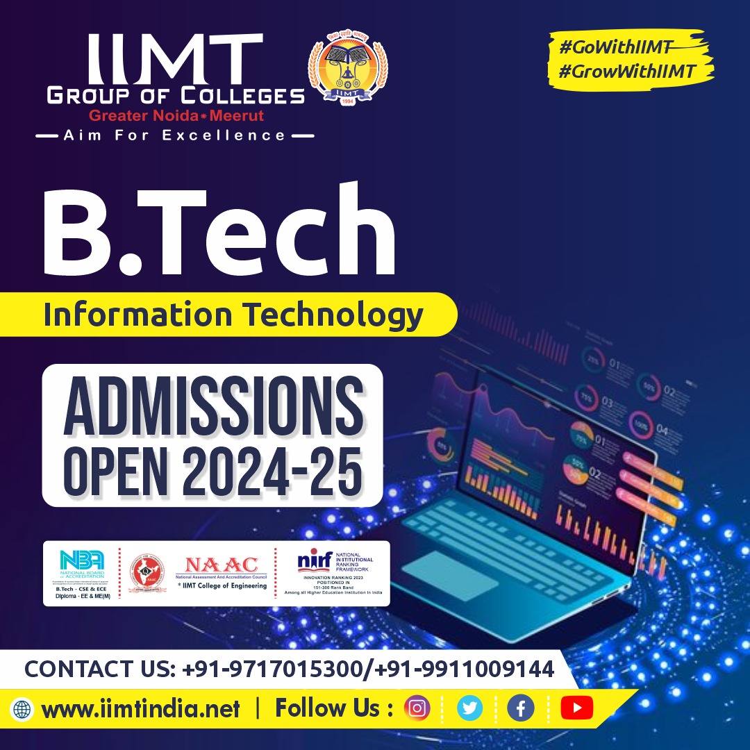 Admissions Open for B.Tech in Information Technology 2024-25! . iimtindia.net Call Us: 9520886860 . #IIMTIndia #IIMTNoida #IIMTGreaterNoida #IIMTDelhiNCR #IIMTian #IIMTCollegeOfEngineering #BTechAdmissions #InformationTechnology #FutureTechLeaders