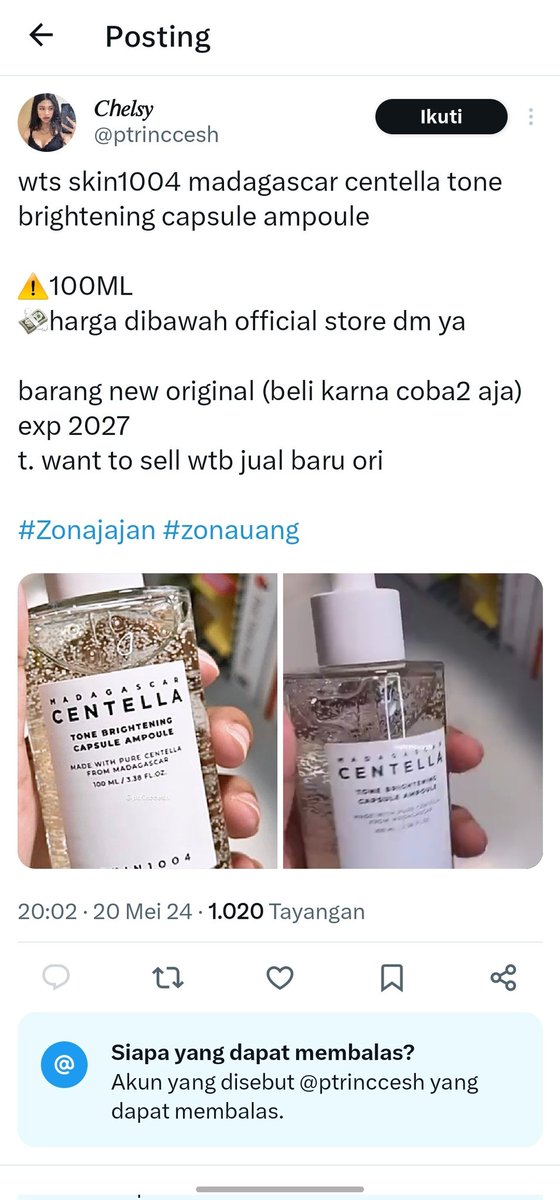 #zonauang HELP RT PENIPU SKINCARE SKIN1004 ‼️

⚠️ MASIH AKTIF BERKELIARAN

nama twtnya 𝐶ℎ𝑒𝑙𝑠𝑦 - usn @ptrinccesh
no dana : 088905791170 a.n MNM

Dia wts-in banyak sk*n1004. TAPI DI HAPUSIN GAIS POSTINGAN WTS-NYA.

- aku ketipu beli ampoule tone bright, hahaha nangis banget -