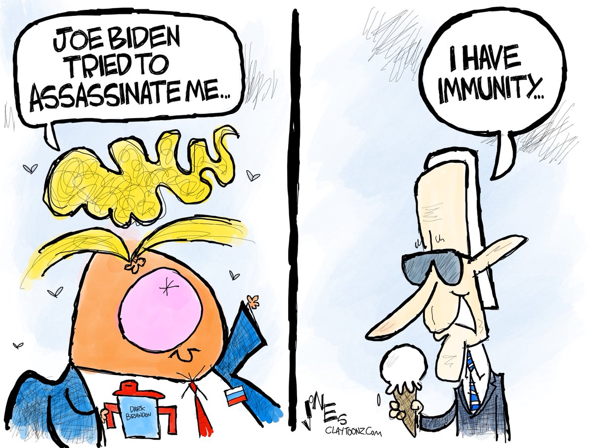 claytoonz's tweet photo. I think Donald Trump is in more danger of choking on a Big Mac than he is of President Biden ordering a hit on him. #Trump #Biden #TrumpLies #MAGA #TrumpHit #Assassination #DarkBrandon https://t.co/tepMdaHaY3