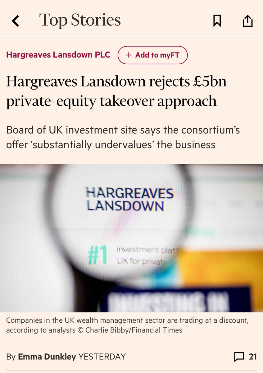 And another bid (rejected) for a UK listed company.

“Hargreaves Lansdown has rejected a £4.67bn takeover approach from a group of private equity firms, including CVC Capital Partners and a subsidiary of Abu Dhabi’s sovereign wealth fund.”

M&A plus buybacks are the forces that