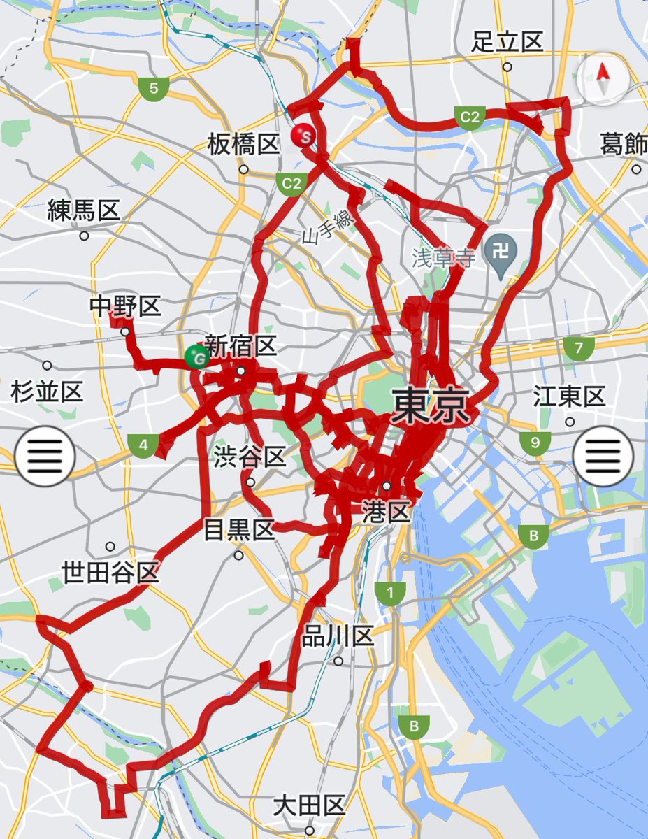 5/20 16:00~12:30 93,110円(税込) 計38回内迎13回 距離287km実車率61.3% 新宿→中原区 🛣初台南→用賀 玉川→京浜川崎 10.7k 六本木→綾瀬 🛣芝公園→小菅 8.3k 途中で心が折れてドボン☠️ 流石に6万で帰るのはマズいと思い最後4時間で何とか3万積んでフィニッシュ🧎‍➡️