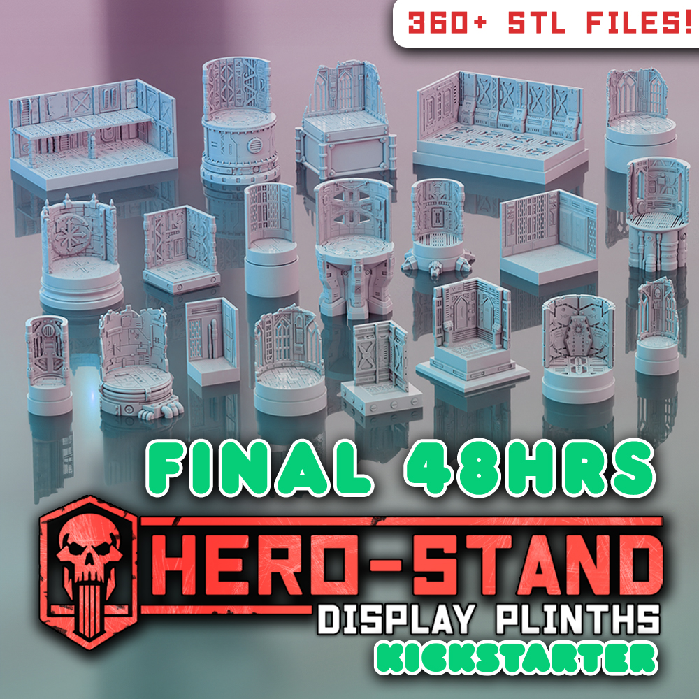 SaucermenStudio's tweet photo. Hey folks! Just a heads up that our latest project is ending in 48hrs on Kickstarter! 🛸 👽

https://t.co/GpLdt98QTf

HUGE bundle of 3D printable display plinths &amp; dioramas is just $62aud / $41usd / £32 / €37 - DON'T MISS OUT!

#warhamemrcommunity #tabletopgaming #minipainting https://t.co/wCuxu7lUWH